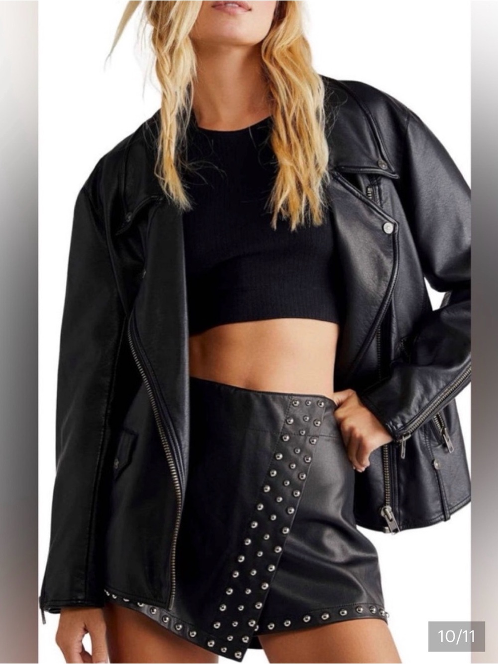 Perfect Free People Emmy Studded Faux Leather Mini Skort 0 - Picture 5 of 9